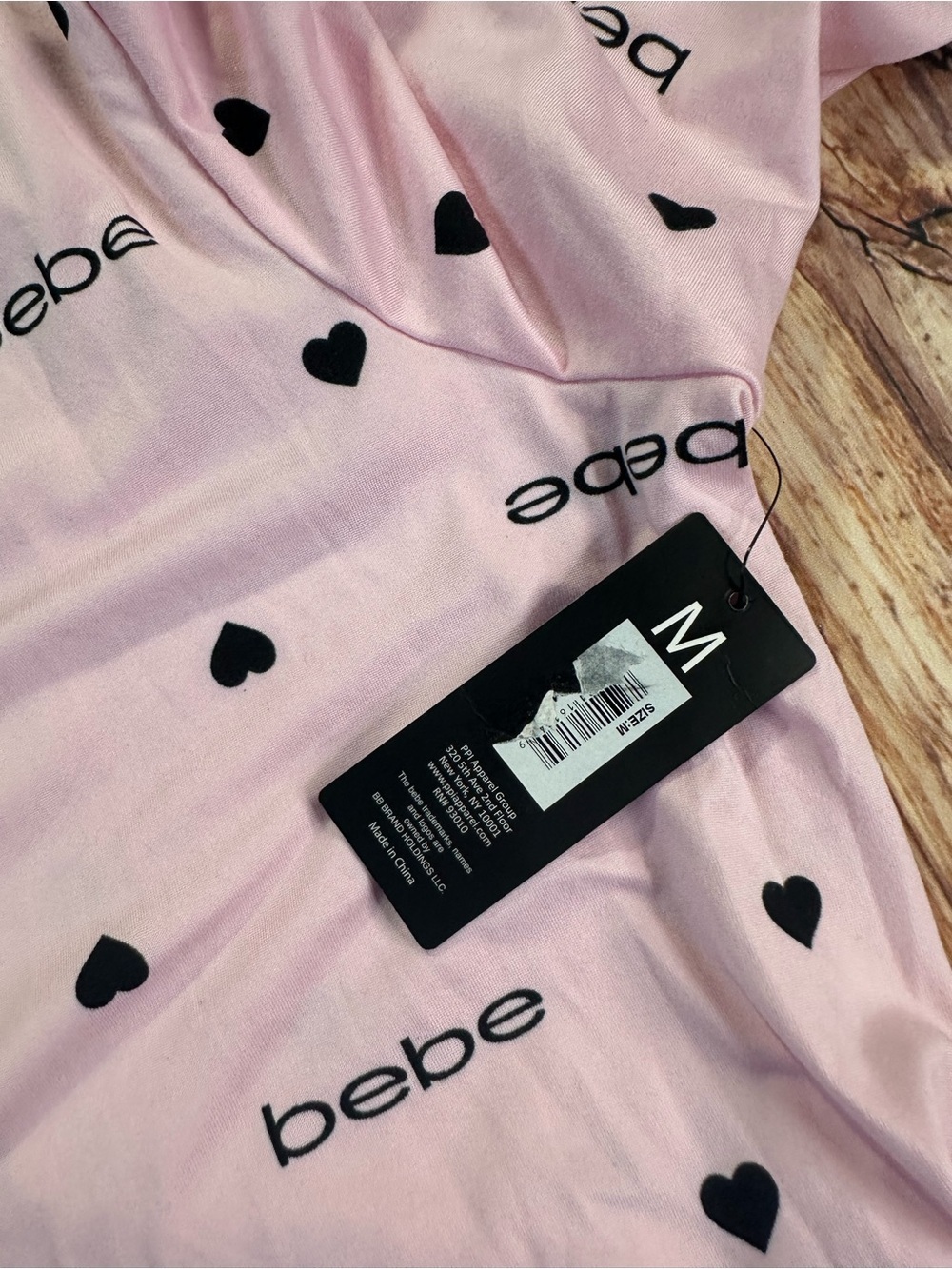 bebe Pink Short Tank & Heart-Print Robe Sleep Set with Black Trim Size Medium - Picture 11 of 16